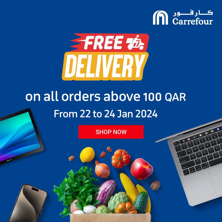Carrefour Free Delivery Promotion Qatar Offers 2024 Flyer