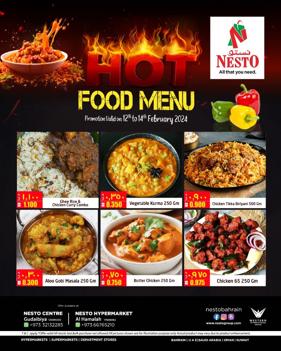 Nesto Hot Food Menu Promotion Bahrain Offers 2024 Flyer