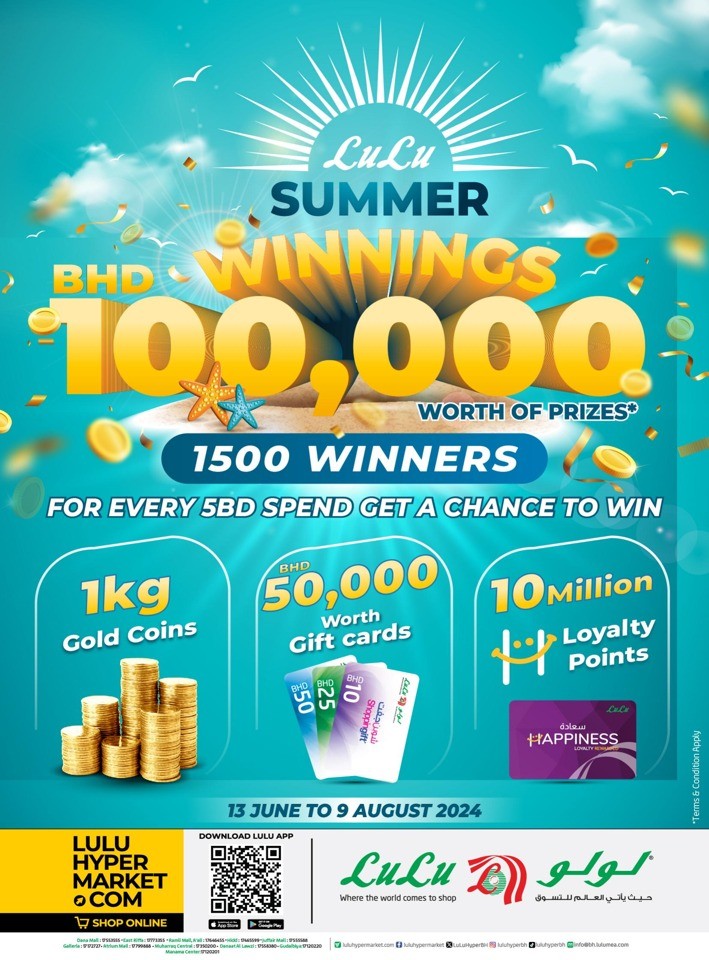 Lulu Hypermarket Bahrain Summer Winnings Promotion Flyer